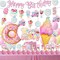 Sweets Birthday Party Decorations for Girls- Pastel Ice Cream Party Supplies, Donut Balloons Happy Birthday Banner Cupcake Topper Candy Theme Birthday for Baby Shower Wedding